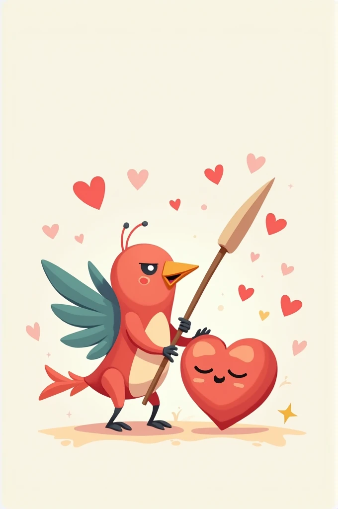 A javelin hitting a heart emoji in a cute way