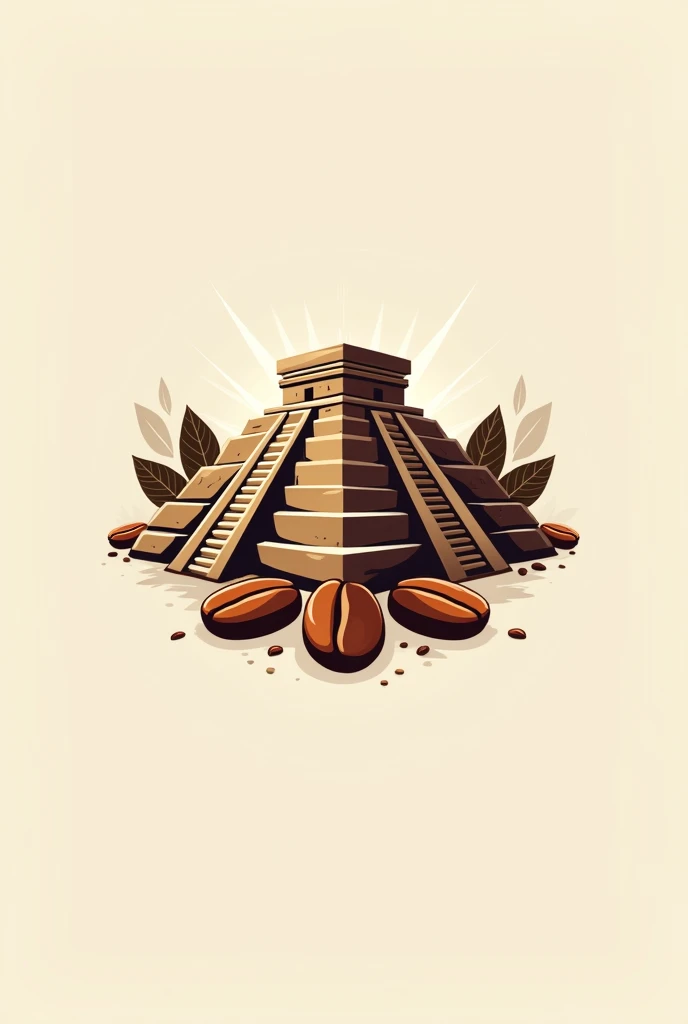 Create a logo of the Tajin pyramid and coffee beans 