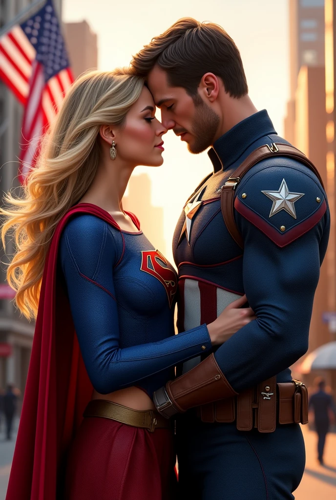 Supergirl and captain america kiss
