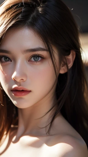 High-quality work，Realistic works，Super premium graphics，8K HD CG works，high quality graphics，High-definition and exquisite CG works，10x pixels，Ultra-fine details：1.1，Advanced technical details：1.1Realistic photo effects，Interior lighting effects：1.5，natural soft light：1.5. Light effect（Virtual light effects：1.8），ultra high resolution，Clear eyes，Double eyelids look good， pretty face, The face shape is perfectly proportioned, hyper photorealism, Cinematic lighting, projected inset, surrealism, Masterpiece, Realism，Amazing Cleavage, From front, Cowboy shot of female model with hair nude, wearing nothing.

