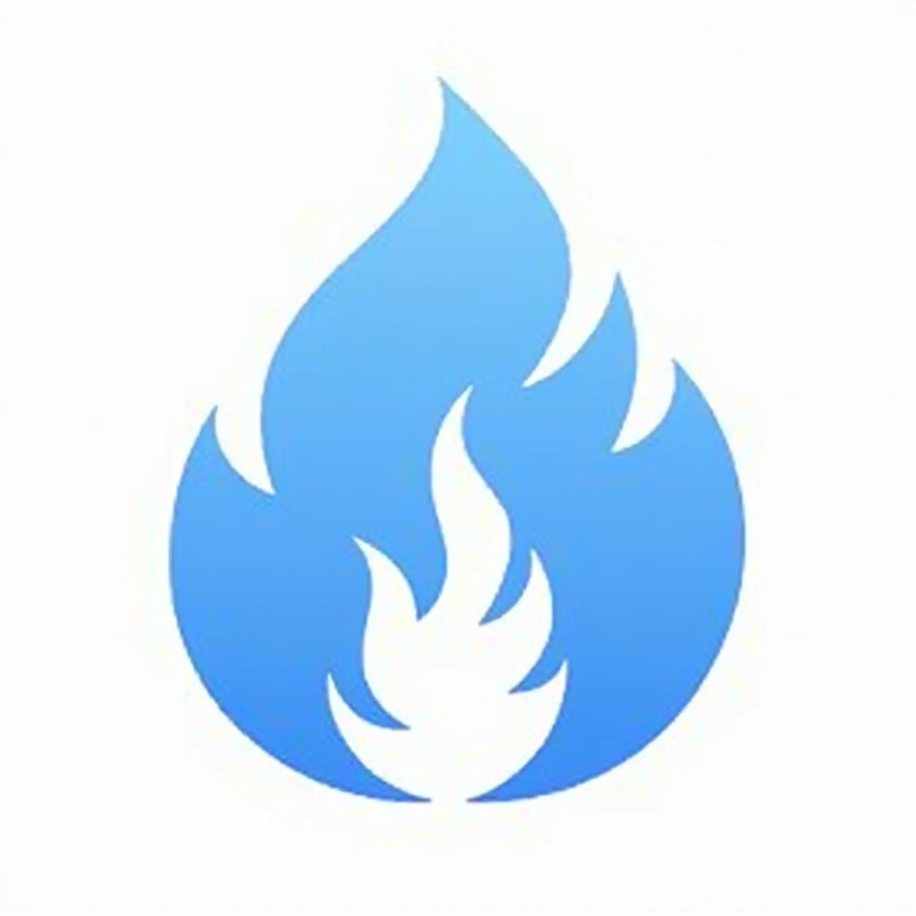 logo, pop art, key word RSP, cross search website, responsive project, white background ,various blue color, various blue flame, no humans