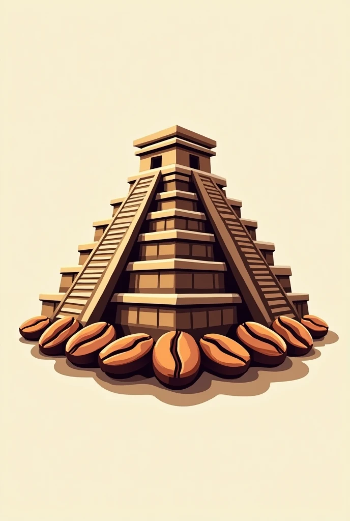 Create a logo of the Tajin pyramid and coffee beans
