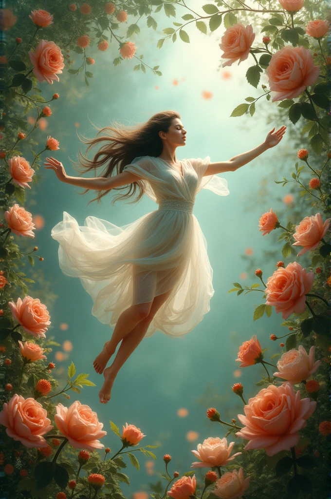 A woman hanging among flowers