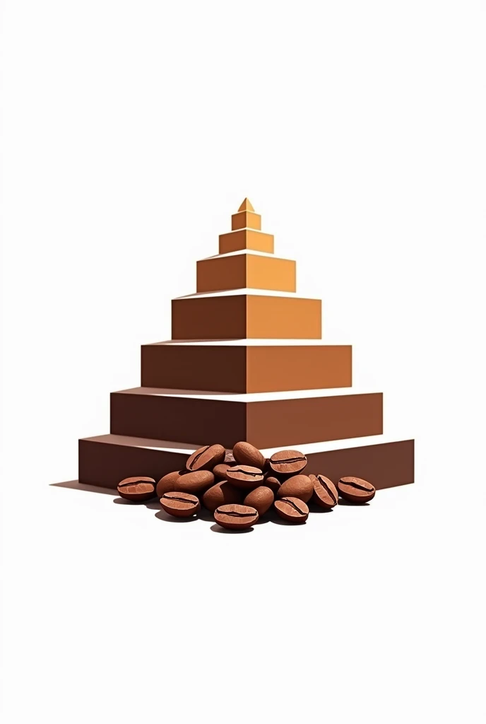 Create a Tajin pyramid and coffee beans logo with white background 
