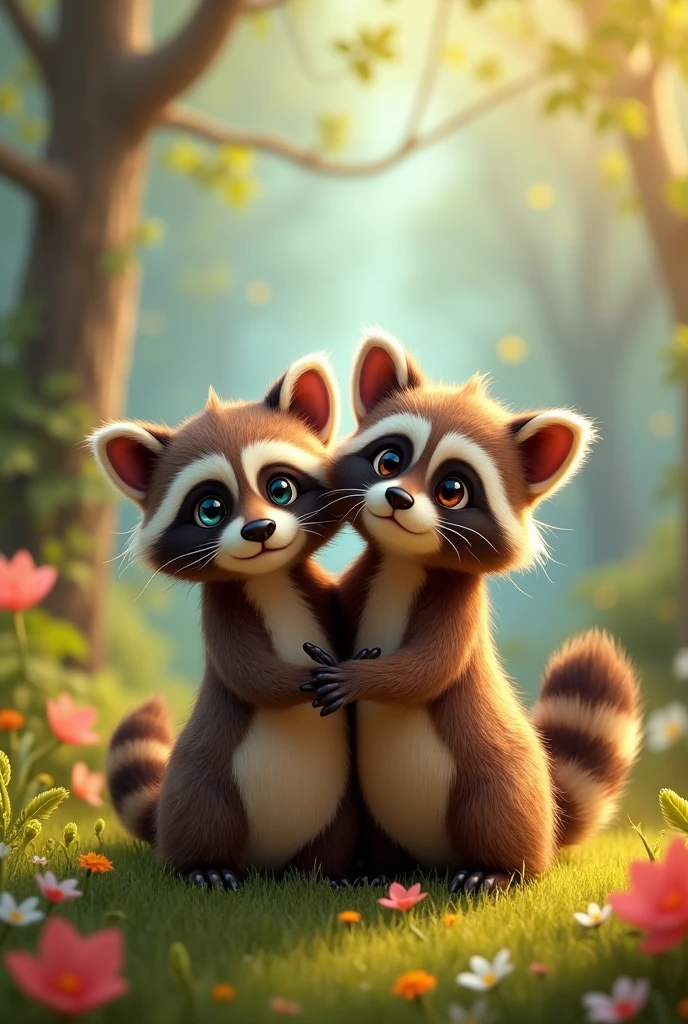 Wallpaper to share as a couple of 2 raccoons Disney pixar version