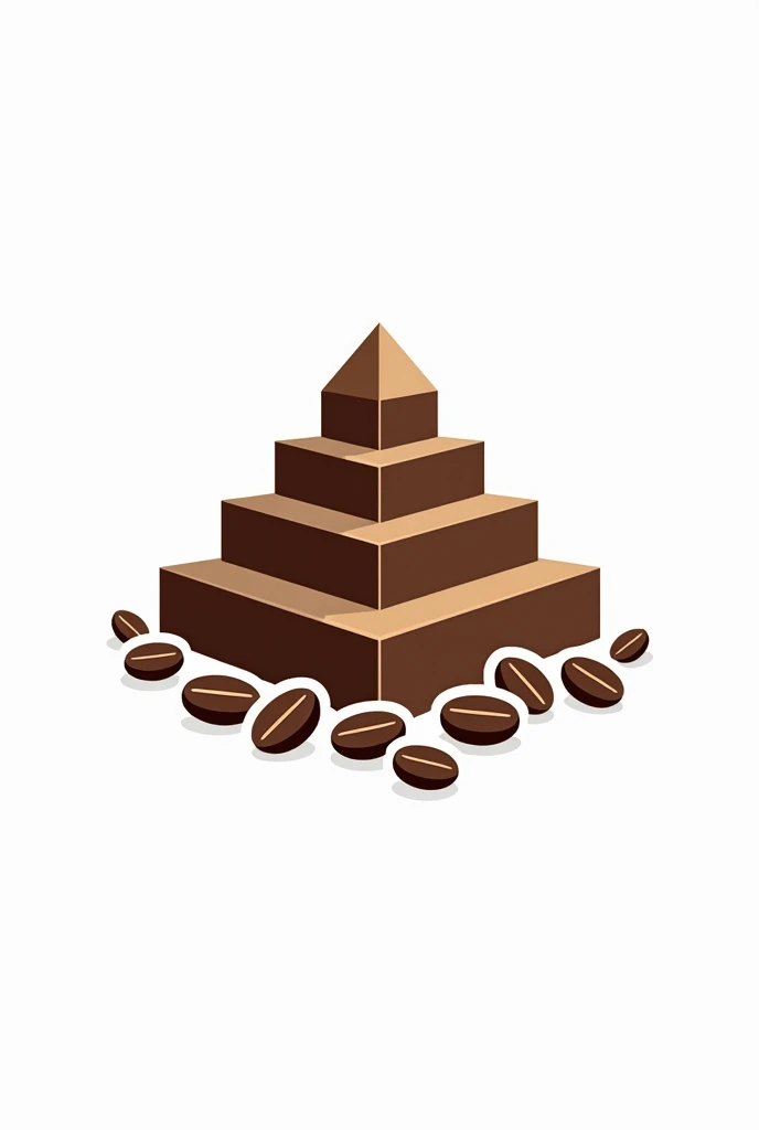 Create a Tajin pyramid and coffee beans logo with white background