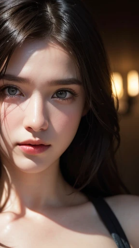 High-quality work,Realistic works,Super premium graphics,8K HD CG works,high quality graphics,High-definition and exquisite CG works,10x pixels,Ultra-fine details:1.1,Advanced technical details:1.1Realistic photo effects,Interior lighting effects:1.5,natural soft light:1.5. Light effect(Virtual light effects:1.8),ultra high resolution,Clear eyes,Double eyelids look good, pretty face, The face shape is perfectly proportioned, hyper photorealism, Cinematic lighting, projected inset, surrealism, Masterpiece, Realism,Amazing Cleavage. From front, Full body Cowboy shot of female model with hair nude, wearing nothing.