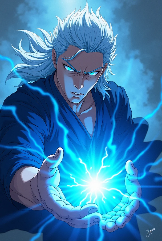 a picture of gojo of jujutsu kaisen with his blue attack and the name blueko at the bottom
of the profile picture