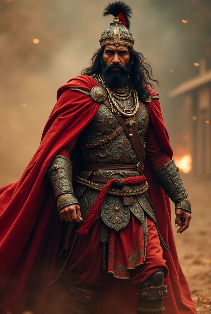 a indian king with aggressive behaviour warrior look