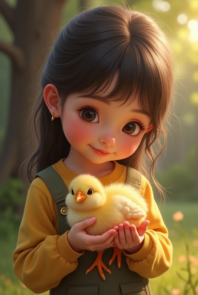 Girl with baby Chick