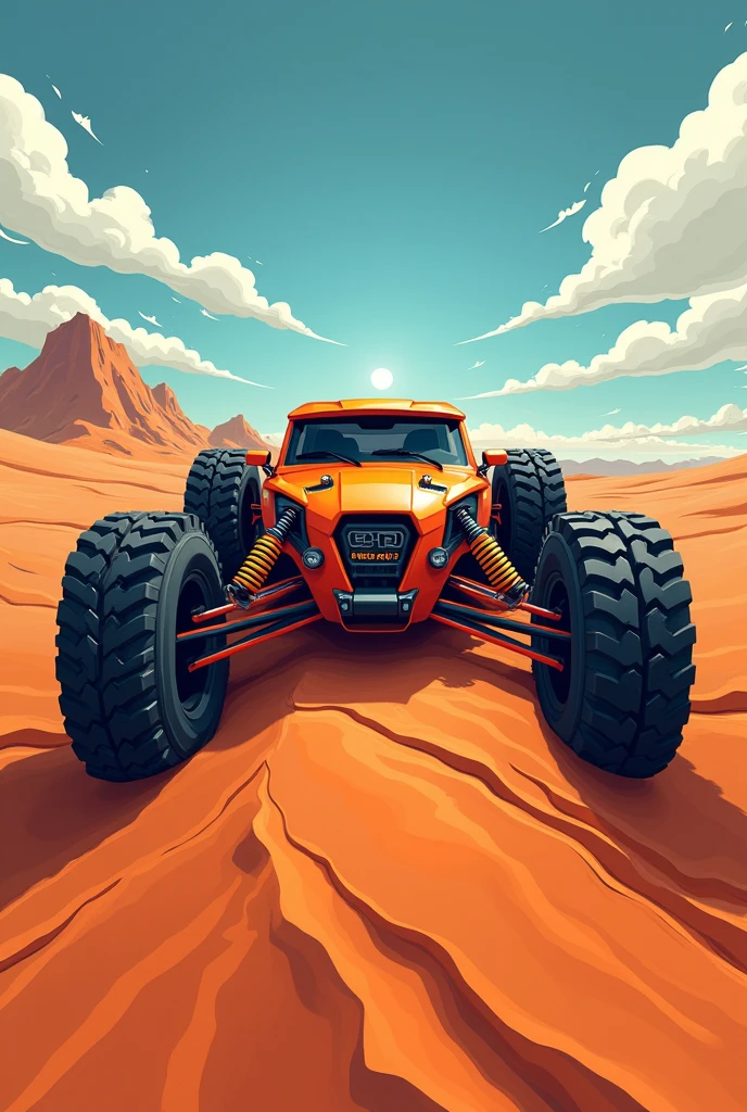 Crazy project logo with desert background and off road tires