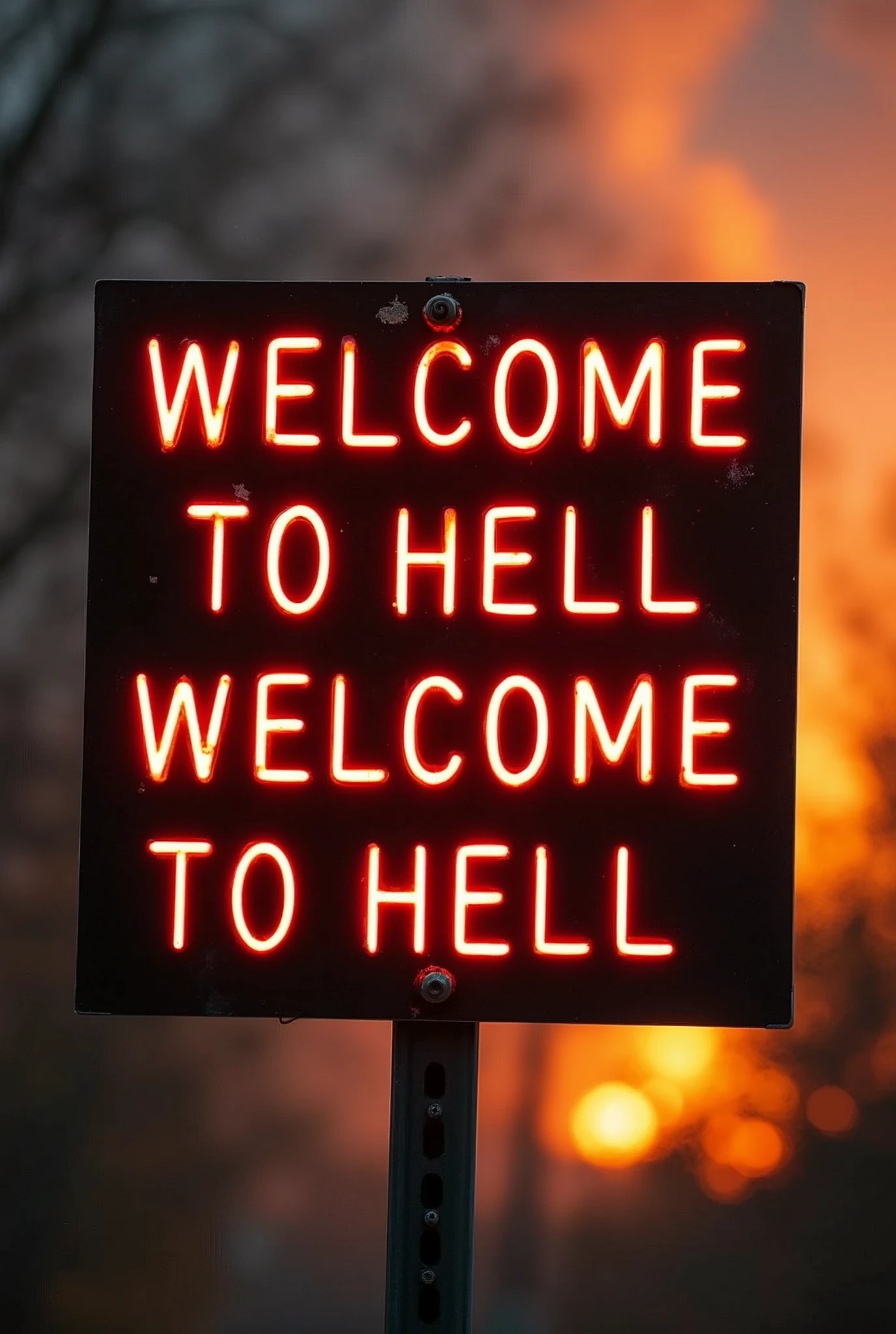 Welcome to hell,welcome to hell sign