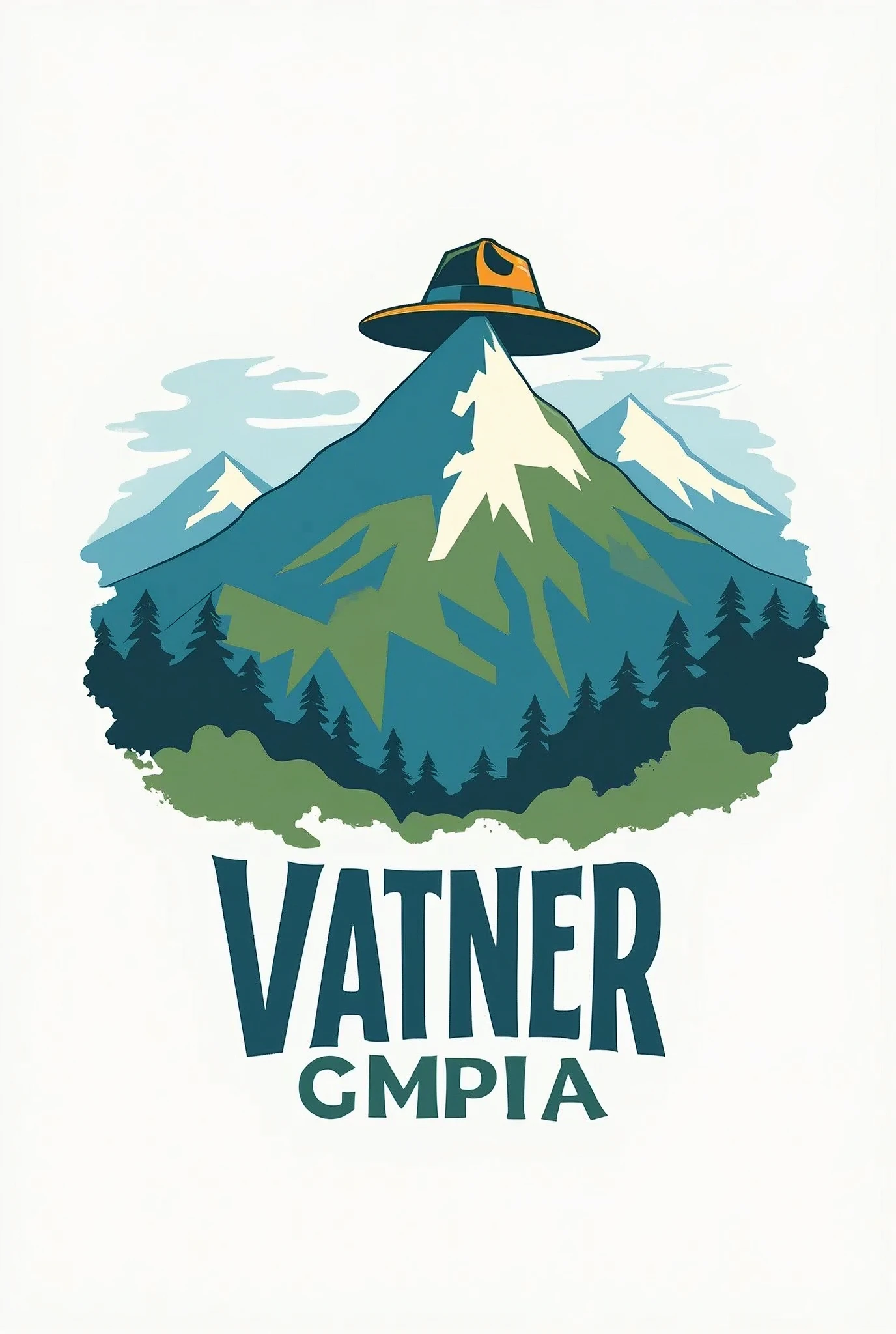 The logo features a mountain peak with a scout hat perched on top, symbolizing adventure and exploration. The blue and green color scheme represents nature and the outdoors, while the bold, modern font gives the logo a contemporary feel. Overall, the logo conveys a sense of excitement and adventure, perfect for a scout camp in the beautiful landscapes of Nepal.