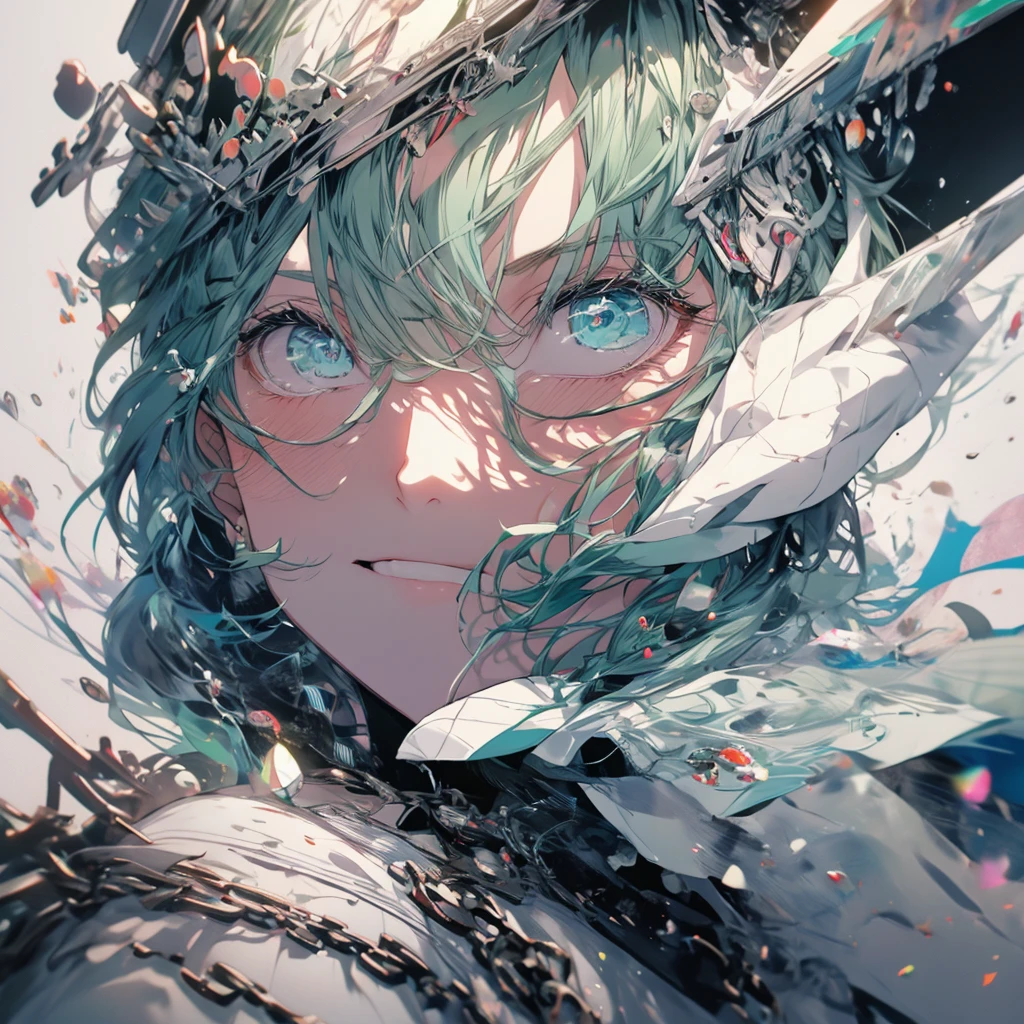 dancegirl,wearingcap,White jacket,high quality,high resolution,1girl,masterpiece,fullbody,8k,green hair