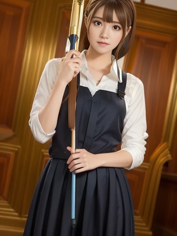 Hermione Granger, in hogwarts, Magical Effects, magic wand in hand, Patronum Spectrum, Very detailed, Realist, Fantasy