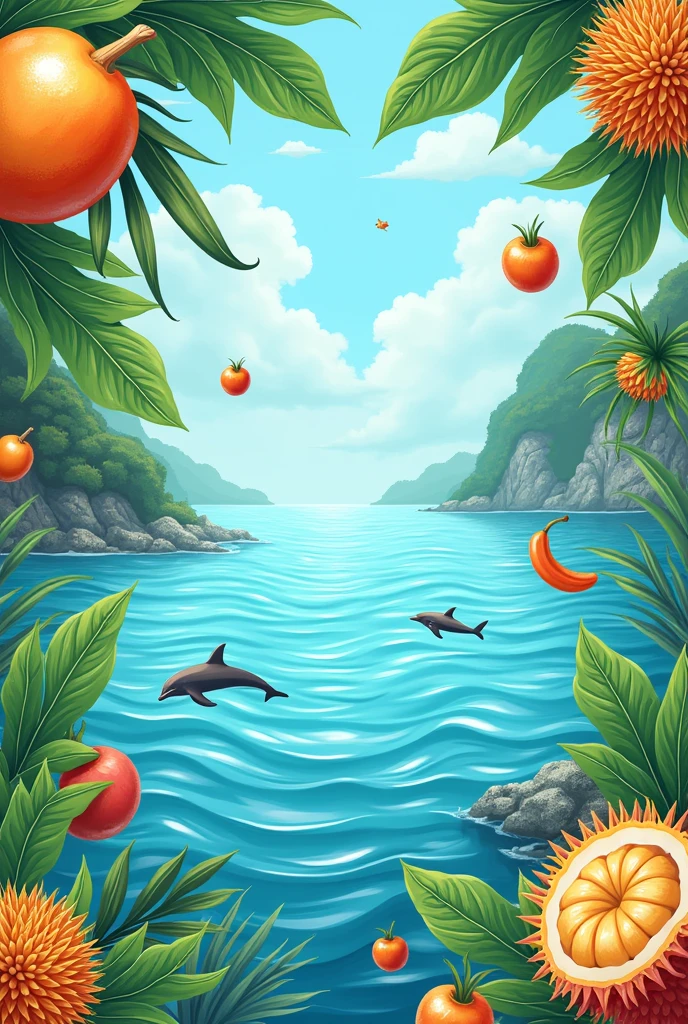 the uniqueness of Rayong Province combined with mangosteen, durian , sea waves and kind of sea animal in a pattern in easy way to look
