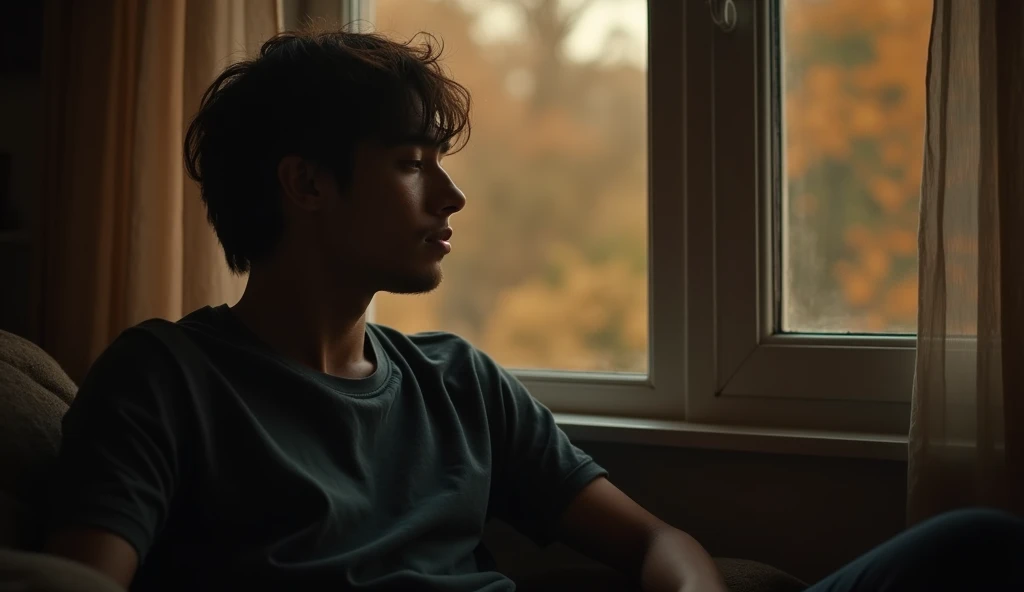 Cut to the male lead in a cozy, dimly lit room. He is sitting by the window, gazing out with a deep expression. As he sings the first verse, we see flashbacks of their happy moments together – holding hands, sharing smiles, and walking through a park. The camera captures close-up shots of their eyes and hands, symbolizing their deep connection.