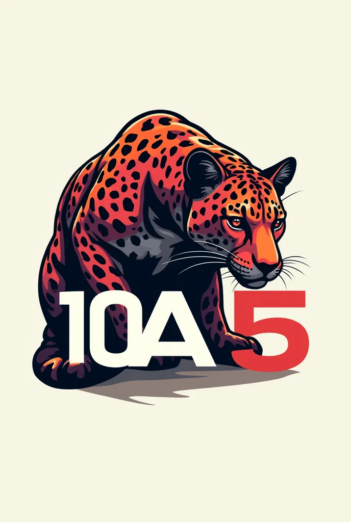 make a logo in the shape of a leopard, with the word 10A5, aspect ratio 1:1