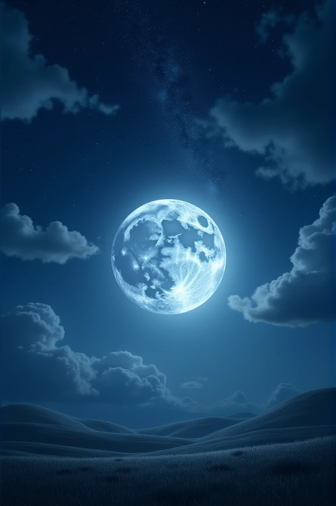 night sky with shining full moon.