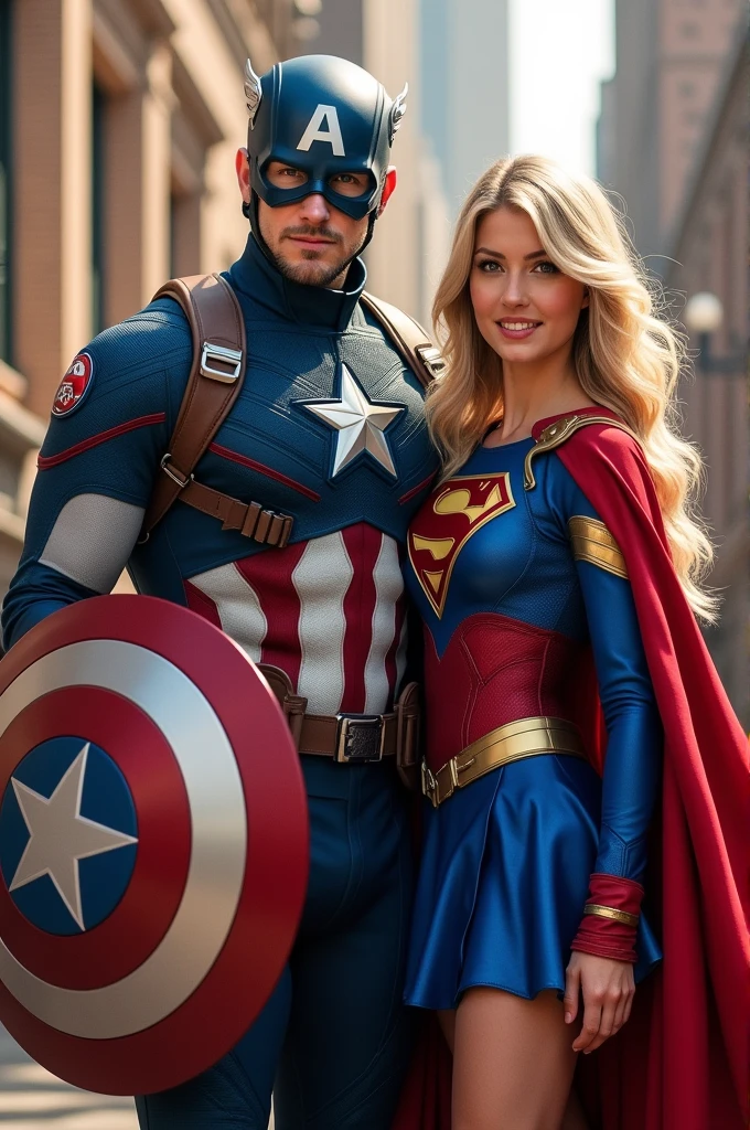 Captain america with supergirl and baby girl