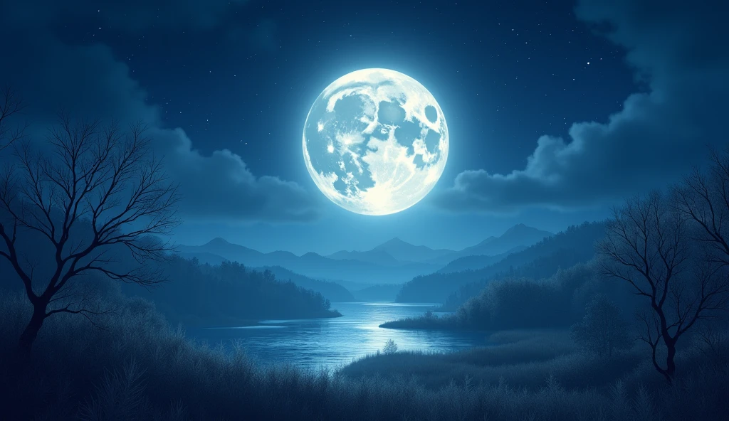 Mid-autumn night sky full moon with shining full moon light.