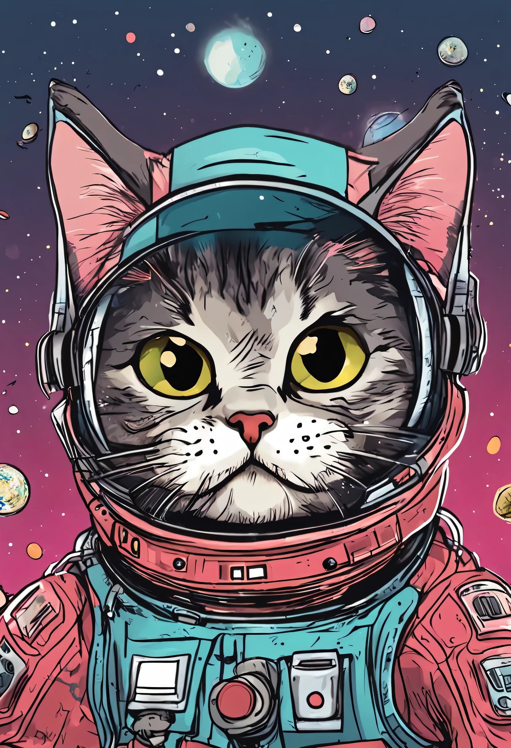space cat, Funny and surprised, For stickers