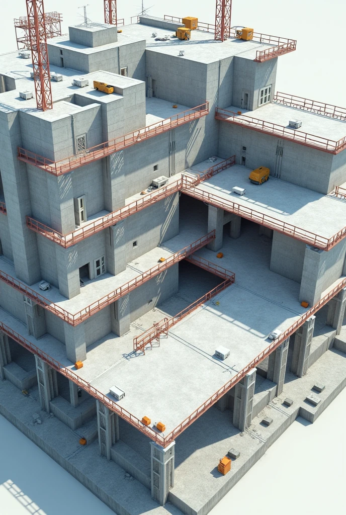 Uses of admixture system, fibers and membranes, industrial flooring, engineering grouts,waterproofing system, surface treatment, plaster master, repair system, tiling system in construction in 3d image
