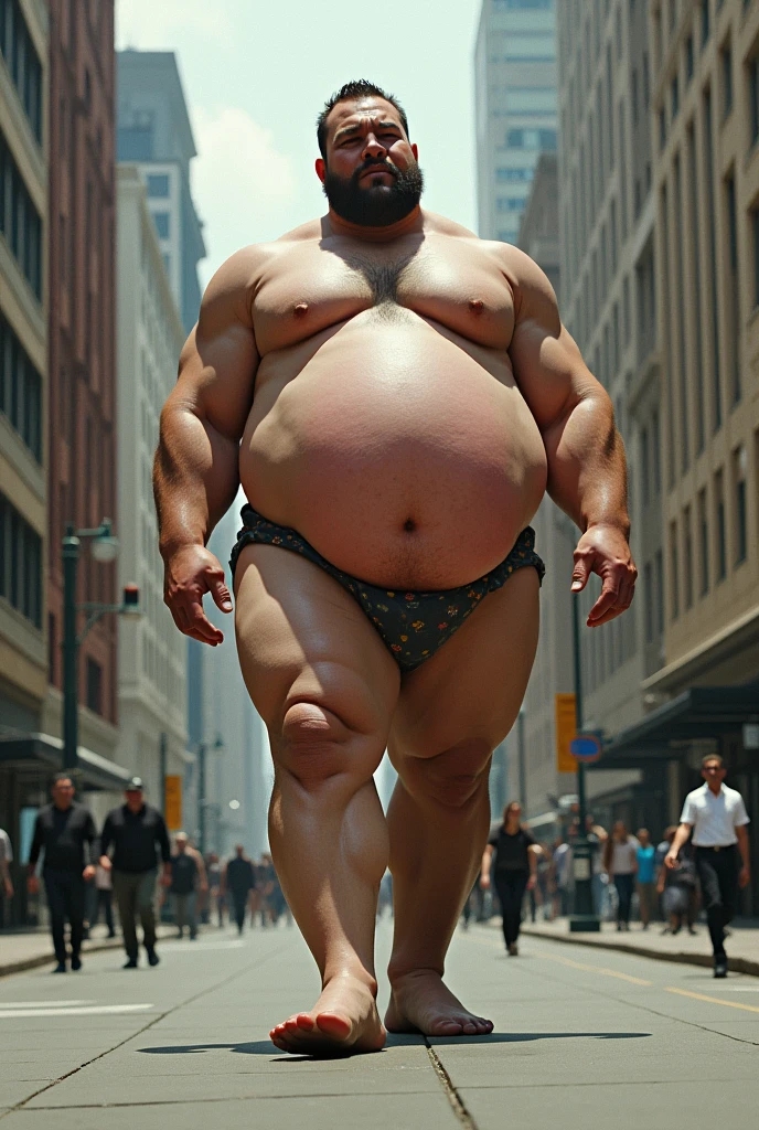 Man with huge penis walking down street