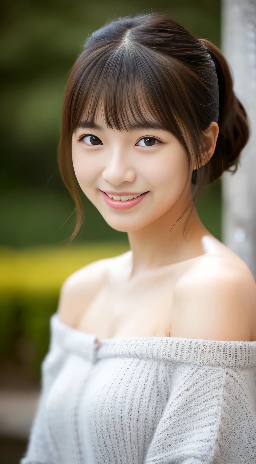masterpiece,best quality,(Japanese girl),((Beautiful girl)),cleavage,(off shoulder:1.2),(perfect body beauty:1.2),(shy smile),