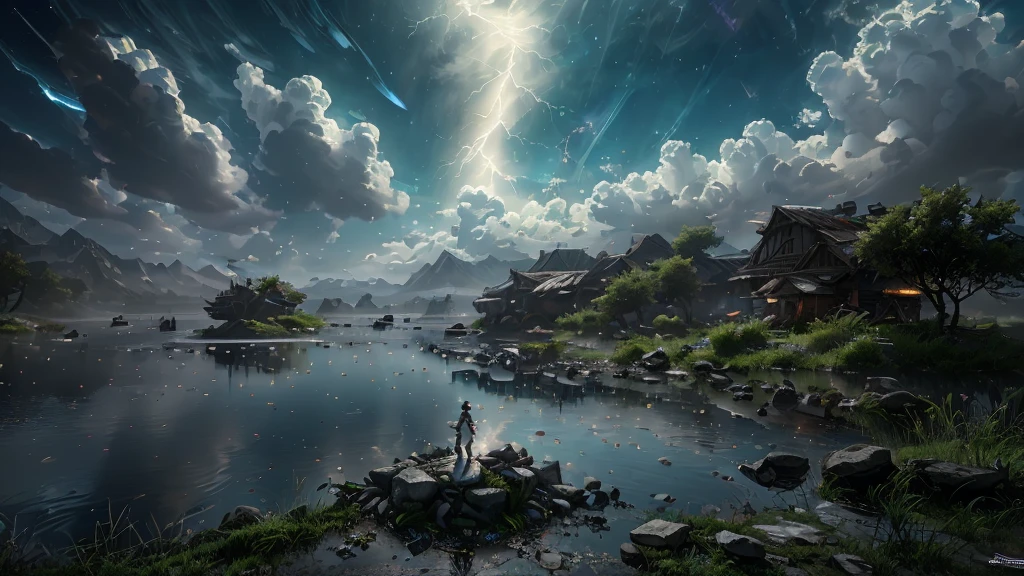 (masterpiece:1.0), Unreal Engine, ultra realistic, ambient occlusion, reflective mat, add_details:0.7, "Children in a garbage collector surrounded by evil ghosts in a post-apocalyptic world, cyberpunk settings, rare lightning in the sky, rare nebula and planets far away in the horizon"