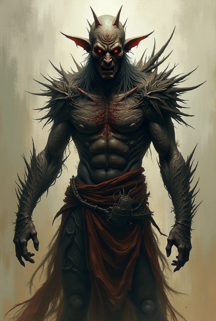 A warrior who, by not going through the Catharsis, becomes a grotesque and violent figure, with eyes full of anger and a crazy expression, symbolizing degeneration without purification.