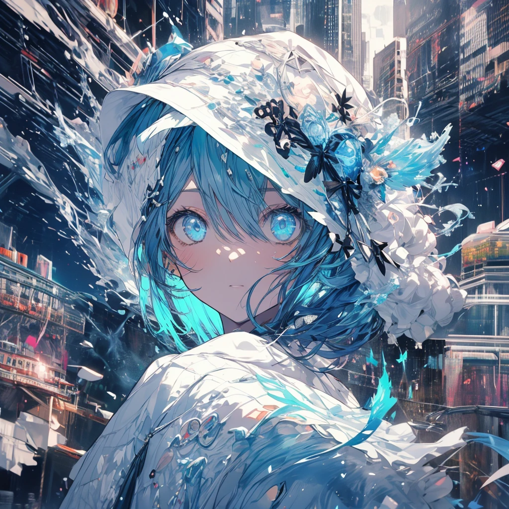 dancegirl,wearingcap,White jacket,high quality,high resolution,1girl,masterpiece,fullbody,8k,icebluehair