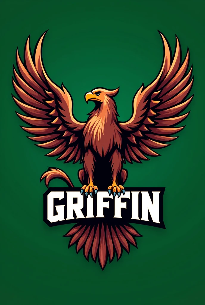 Team crest with a griffin and with griffin written on it that is green and the griffin brown
