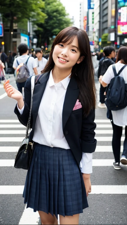 Japanese junior high school girls、Shibuya Scramble Crossing