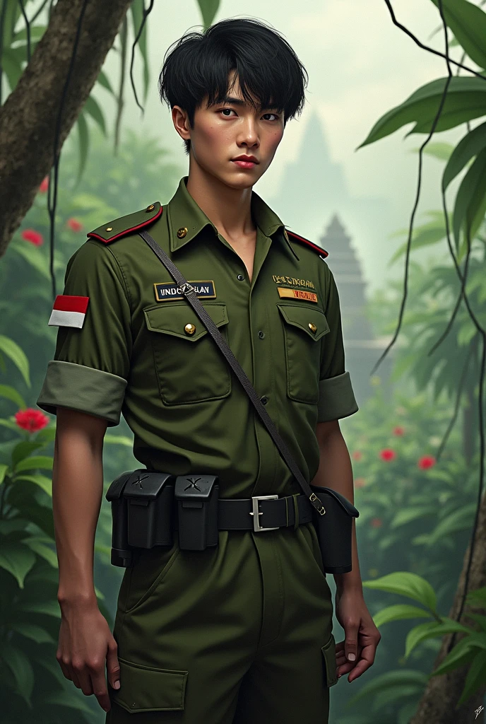 Nishimura Riki from enhypen as Indonesia army