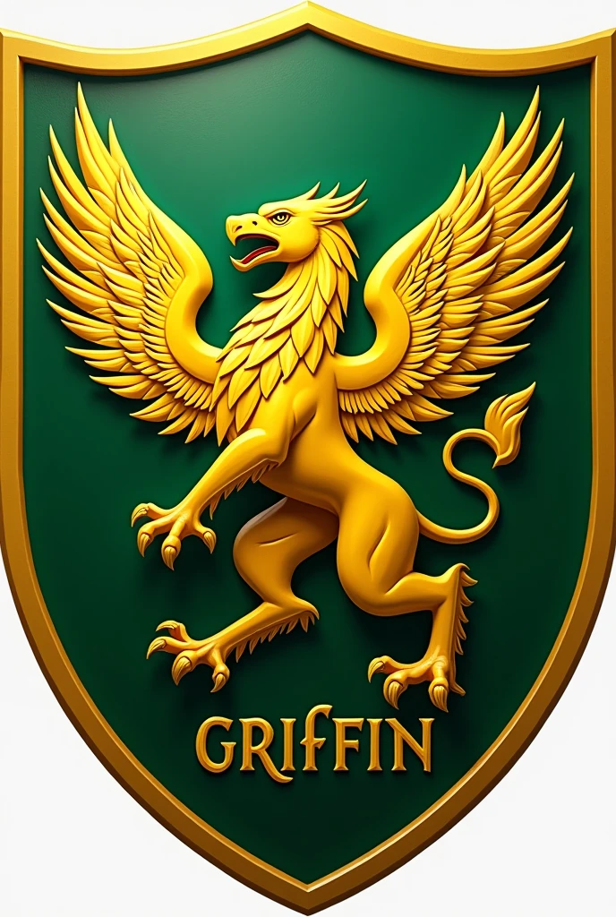 shield de equipo con un griffin y que tenga escrito griffin que sea verde y el grriffin amarillo (shield)