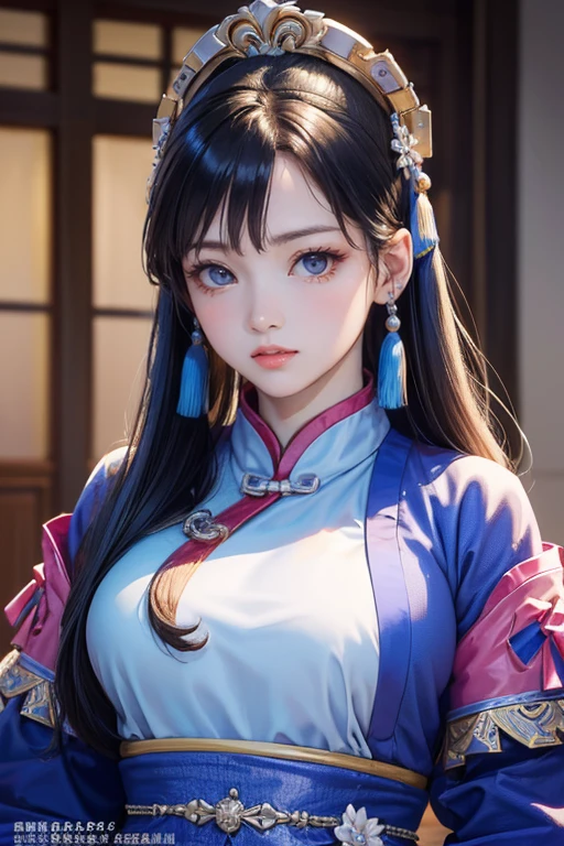 (Highest quality、 8k 、masterpiece、High resolution)、(Chinese Drama、Changgexing、Li Changge、Dililaba)、Tang Dynasty、Changan、1 Female、Beautiful young person、blue eyes、Pretty lips、Light colored long hair、古いChanganの街並み、Official Art、Detailed CG、