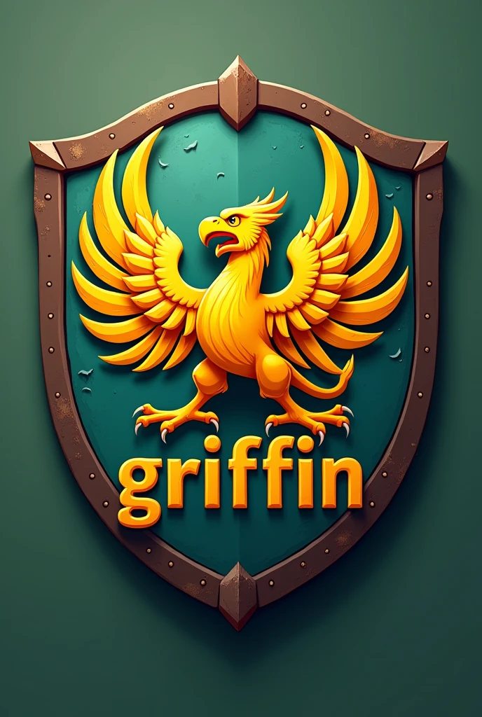 shield de equipo con un griffin y que tenga escrito griffin que sea verde y el grriffin amarillo (shield) that is a little cartoonish