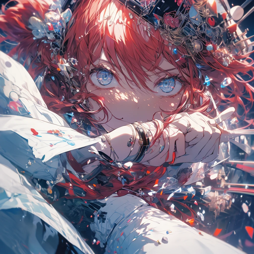 dancegirl,wearingcap,White jacket,high quality,high resolution,1girl,masterpiece,fullbody,8k,wineredhair,solo