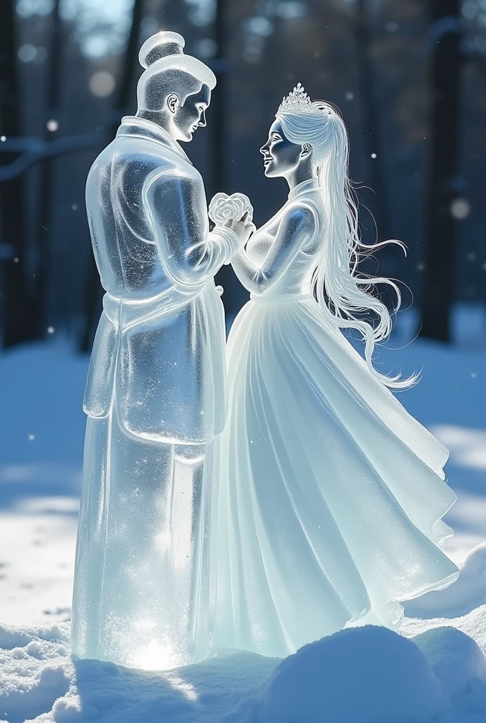 (ice - carving:1.4),Movie Angle,(Fan Bingbing, ice sculpture couple,romantic couple,Asian cute couple, Anatomically correct,full bodyesbian,Masterpiece ice sculpture camellia,Representative work Hanfu,Smile,y,full body arts,traditional arts,beautiful arts,cute,Sweet couple,sexrts,romantic seens arts,wallpaper arts,young couple, nude s,photography arts,Queen arts,Royal drees,dress arts,nude arts,x movement seen,erotic nude)
