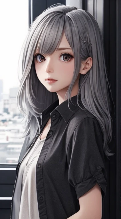 masterpiece, Highest quality, Official Art, Very detailed CG ユニティ 8k 壁紙, Very detailed, figure,Gray Hair,