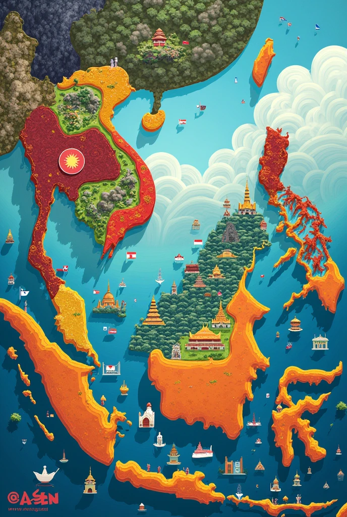 Draw a picture of ASEAN countries