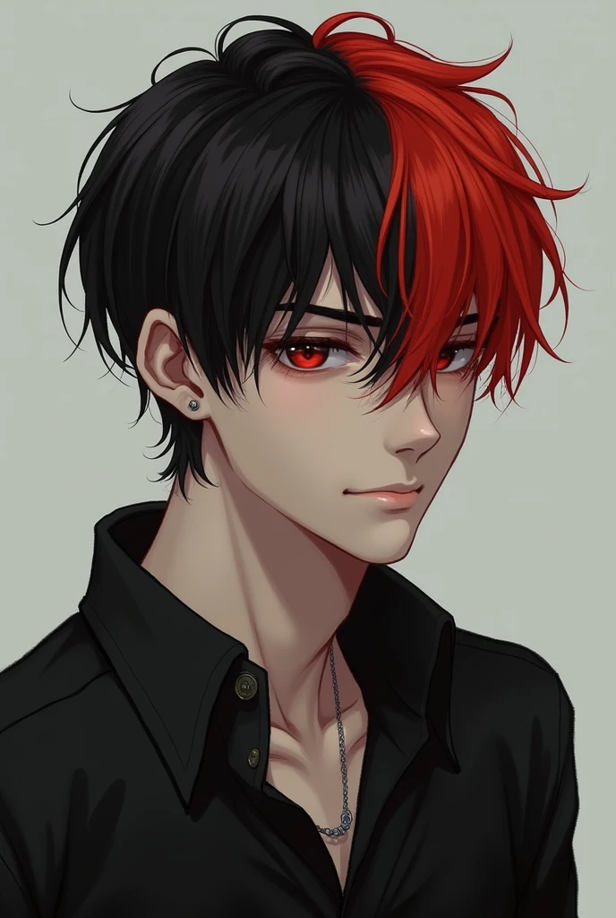 Black short hair,male,Eye,Hair is red and dyed,whole body,wisdom