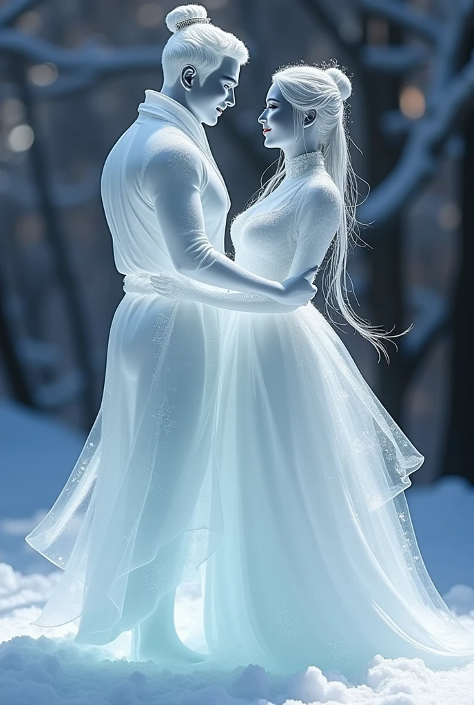 (ice - carving:1.4),Movie Angle,(Fan Bingbing,  ice sculpture girl and boy couple,romantic couple,Asian cute couple, Anatomically correct,full bodyesbian,Masterpiece ice sculpture camellia,Representative work Hanfu,Smile,sexy,full body arts,traditional arts,beautiful arts,cute,Sweet couple,sexy arts,romantic seens arts,wallpaper arts,young couple, nude style,photography arts,Queen arts,Royal drees,dress arts,nude arts)