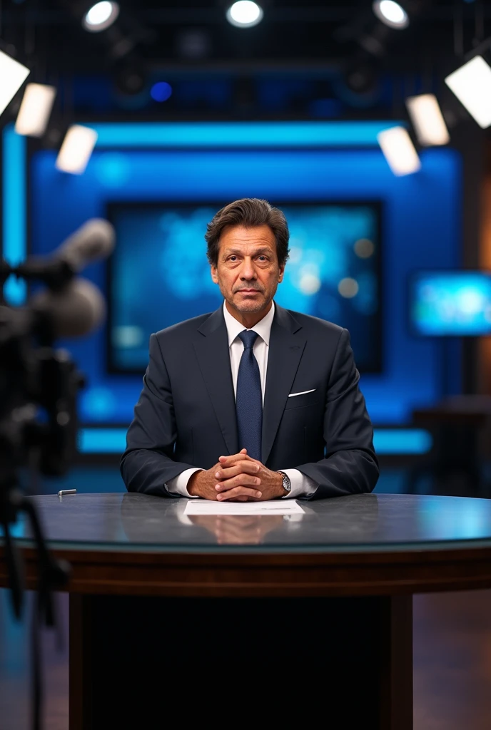 Pm Imran Khan sitting in news studio

