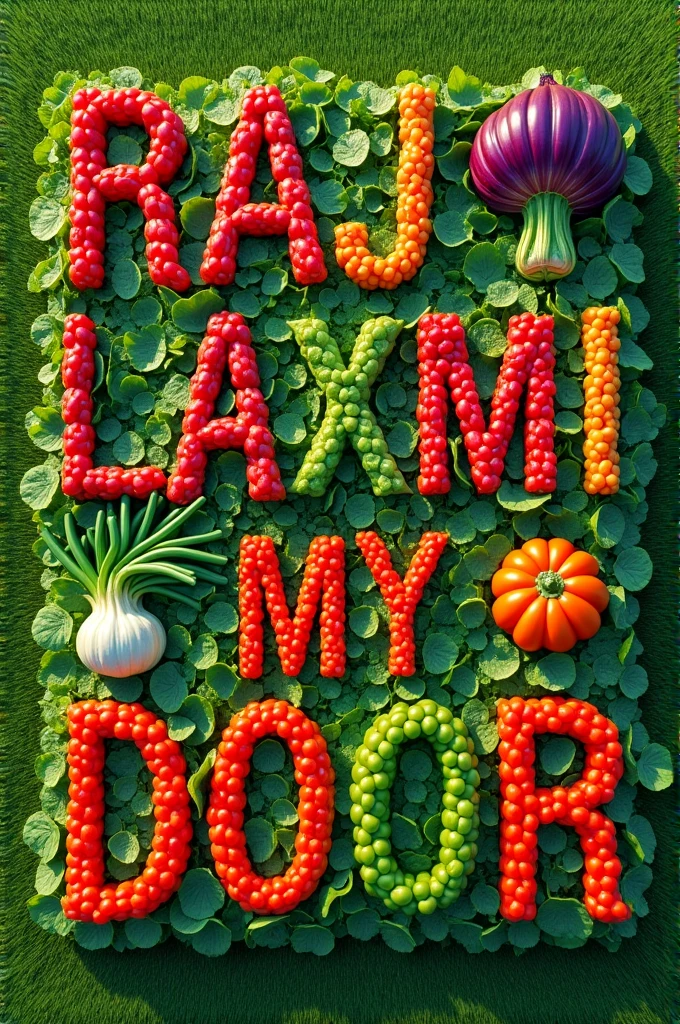 A beautiful 8k letter RAJLAXMI MY DOOR Designed by farmer by growing vegetables