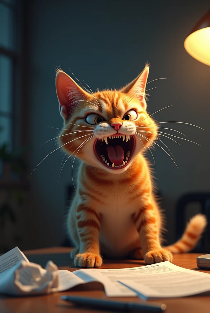 The cat got angry after seeing the bill