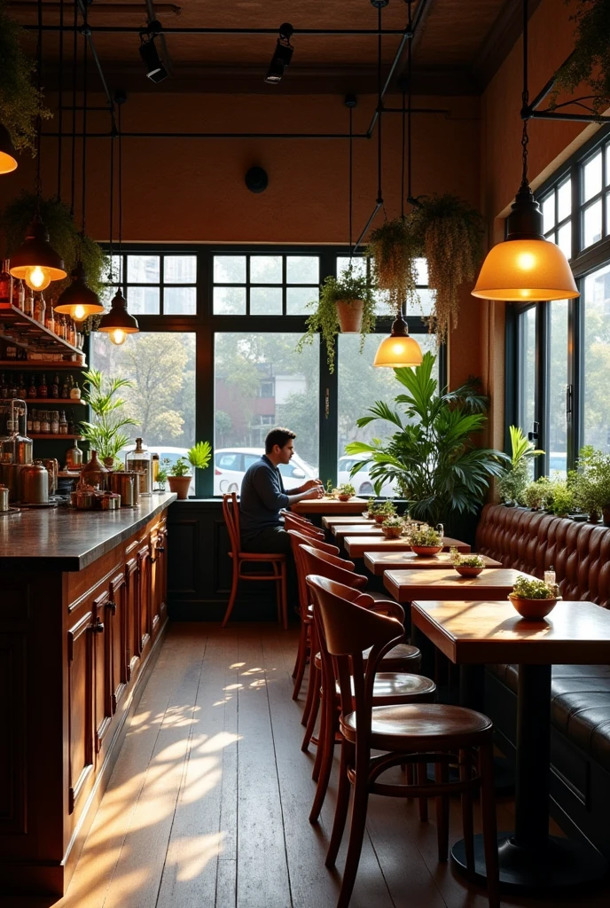 A big cozy, bustling coffee shop in a trendy Mumbai neighborhood.