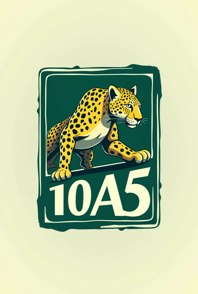 make a logo in the shape of a leopard, with the word 10A5, aspect ratio 1:1, add a green photo frame, 