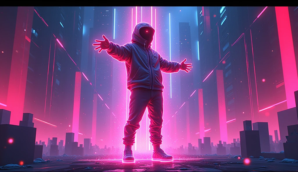 edm music, illustration, neon human